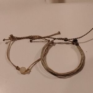 Pura Vida Tan and Brown Braided Bracelet Duo